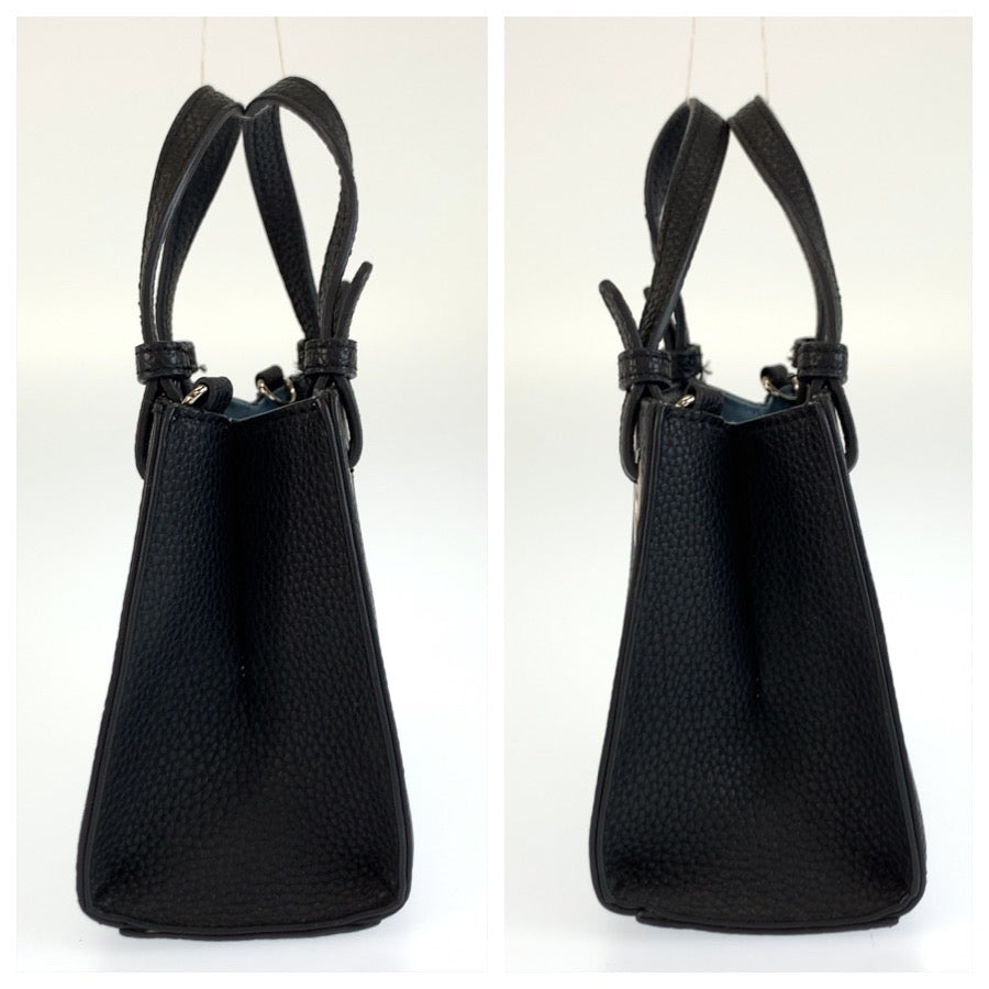 Samantha Vega サマンサベガ ブラック 黒 ブルー シルバー金具 レザー ハンドバッグ ショルダーバッグ 2way レディース A9