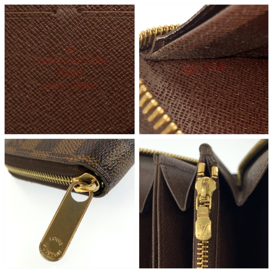 LOUIS VUITTON ルイ ヴィトン ダミエ ジッピーウォレット ブラウン ゴールド金具 PVC N41661 長財布 ロングウォレット レディース AB32