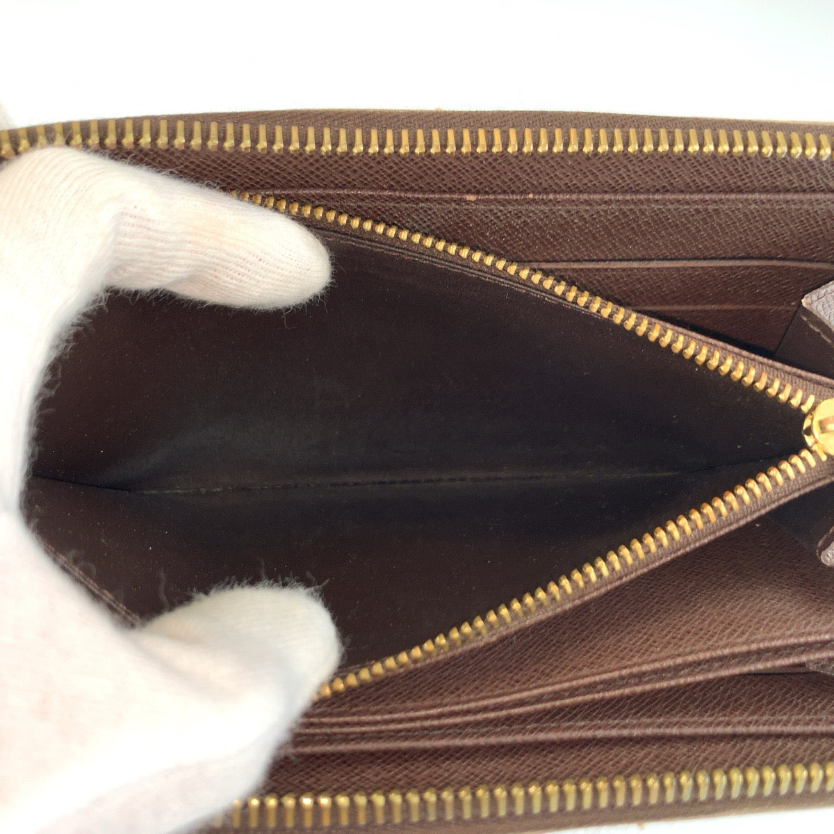 LOUIS VUITTON ルイ ヴィトン ダミエ ジッピーウォレット ブラウン ゴールド金具 PVC N41661 長財布 ロングウォレット レディース AB32