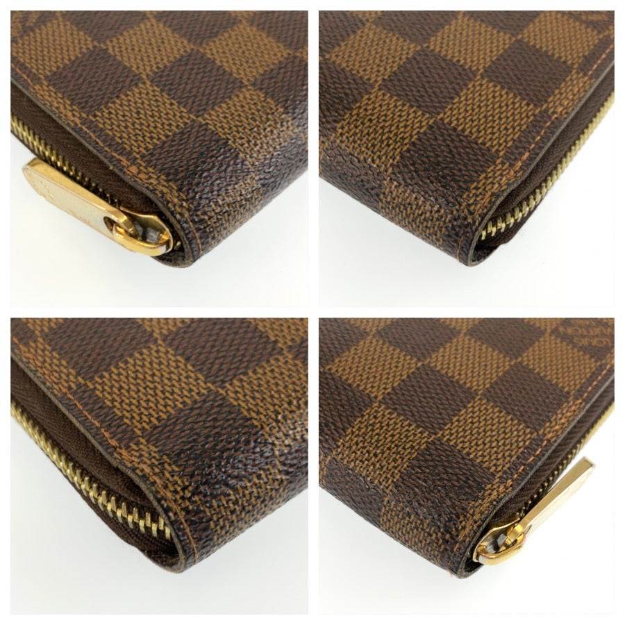 LOUIS VUITTON ルイ ヴィトン ダミエ ジッピーウォレット ブラウン ゴールド金具 PVC N41661 長財布 ロングウォレット レディース AB32