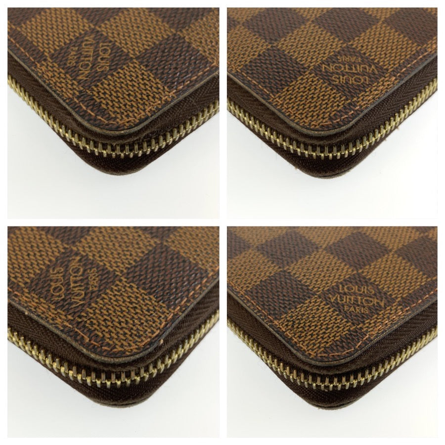 LOUIS VUITTON ルイ ヴィトン ダミエ ジッピーウォレット ブラウン ゴールド金具 PVC N41661 長財布 ロングウォレット レディース AB32
