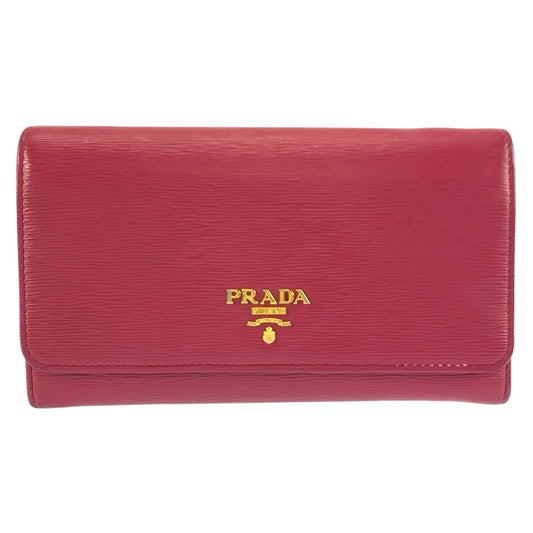 PRADA プラダ サフィアーノ ピンク ゴールド金具 レザー 長財布 ロングウォレット レディース AB17