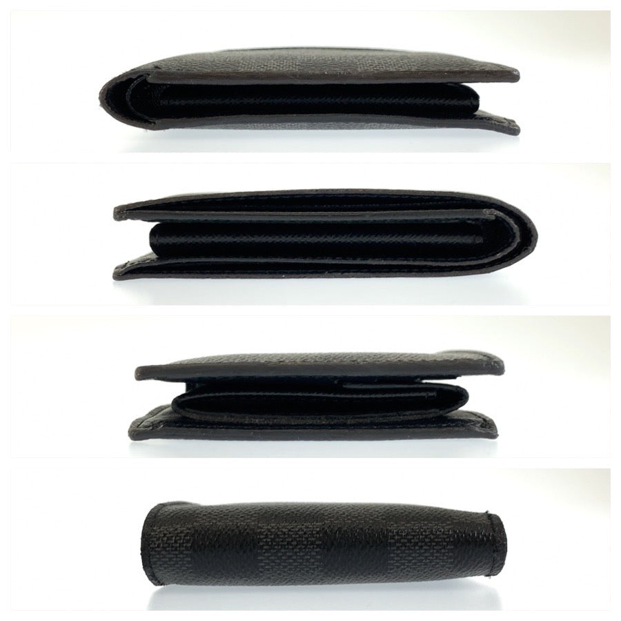 LOUIS VUITTON ルイ ヴィトン ダミエ グラフィット ポルトフォイユ マルコ ブラック PVC N63336 折財布 コンパクトウォレット メンズ AB31