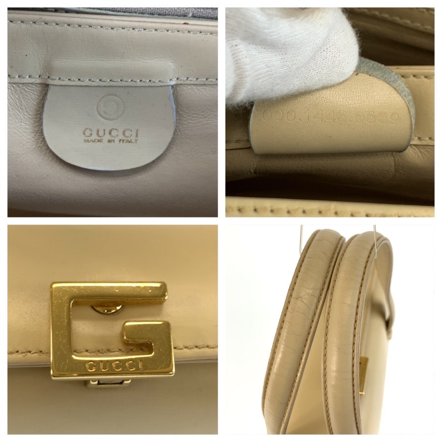 GUCCI グッチ Gロゴ ベージュ クリーム ゴールド金具 レザー 000 1448 0539 ハンドバッグ レディース B26