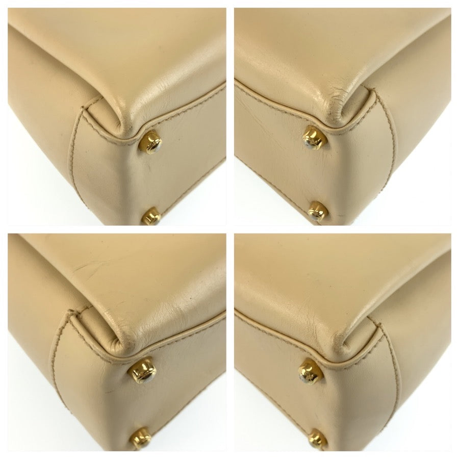 GUCCI グッチ Gロゴ ベージュ クリーム ゴールド金具 レザー 000 1448 0539 ハンドバッグ レディース B26