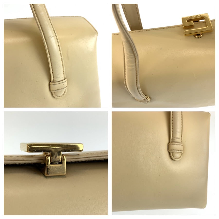 GUCCI グッチ Gロゴ ベージュ クリーム ゴールド金具 レザー 000 1448 0539 ハンドバッグ レディース B26