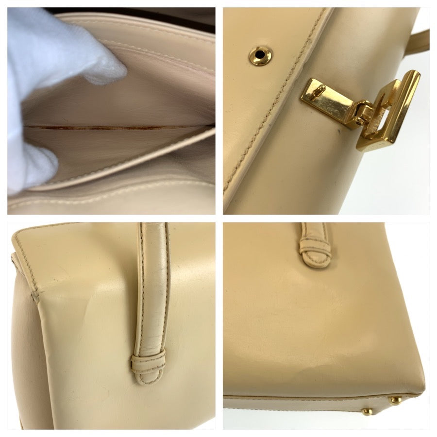 GUCCI グッチ Gロゴ ベージュ クリーム ゴールド金具 レザー 000 1448 0539 ハンドバッグ レディース B26