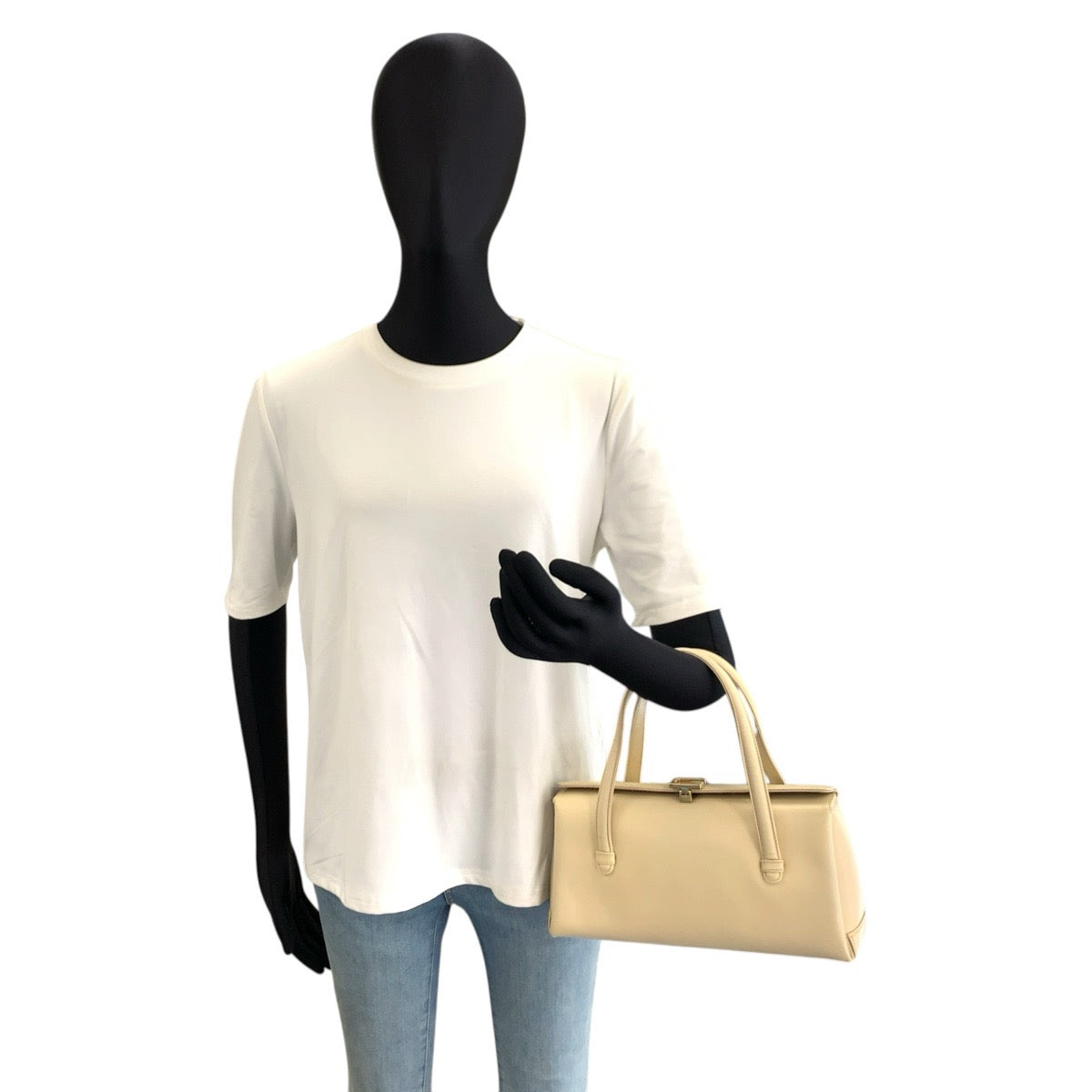 GUCCI グッチ Gロゴ ベージュ クリーム ゴールド金具 レザー 000 1448 0539 ハンドバッグ レディース B26