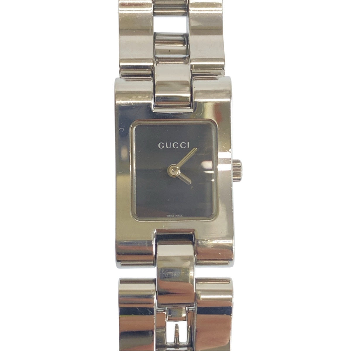 GUCCI グッチ バングルウォッチ ブラック 黒 シルバー金具 ステンレススチール 2305L 腕時計 3 ATM刻印 クオーツ ブラック文字盤 レディース ABP24