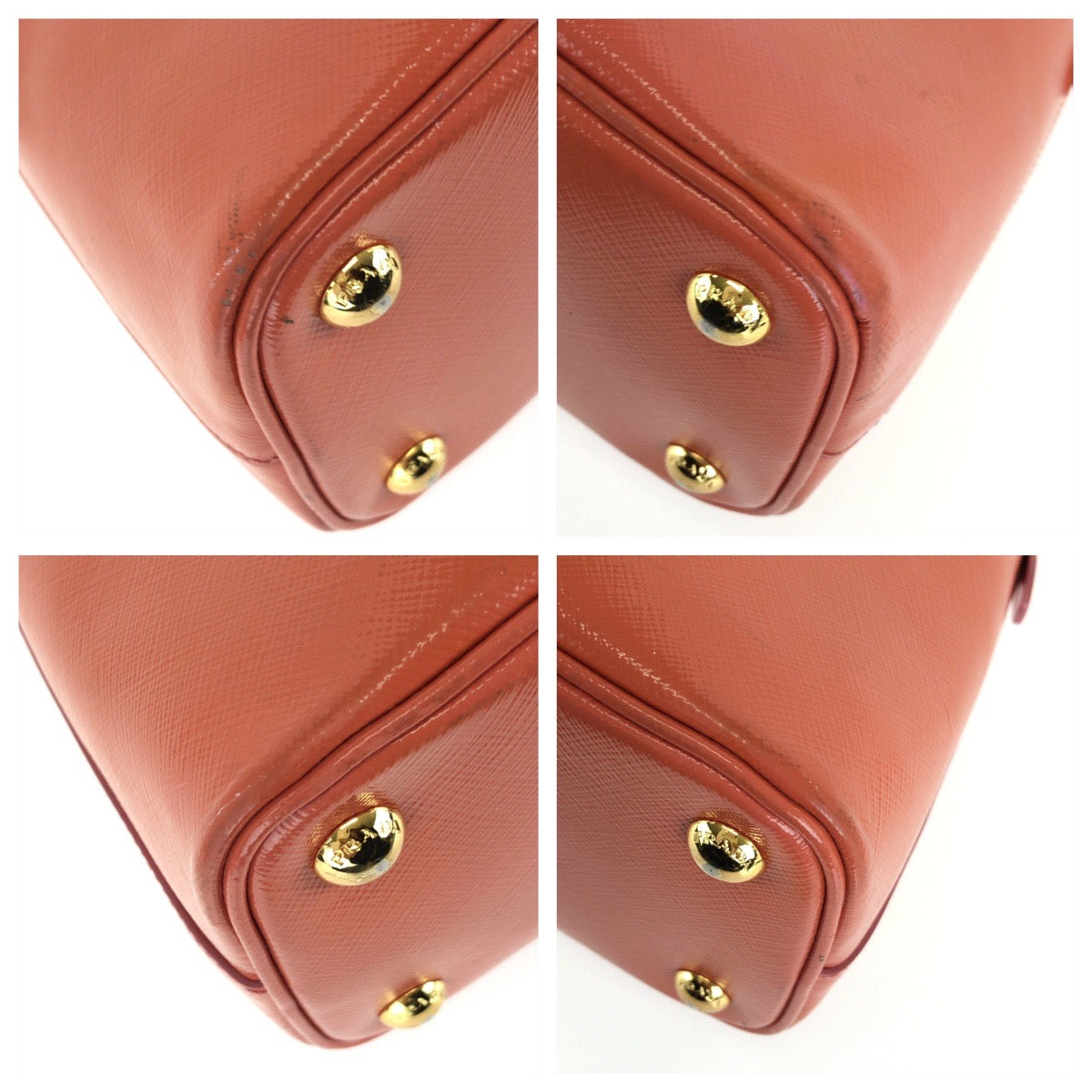 PRADA プラダ サフィアーノ 三角ロゴプレート 2way オレンジ ゴールド金具 レザー ハンドバッグ ショルダーバッグ レディース AB49