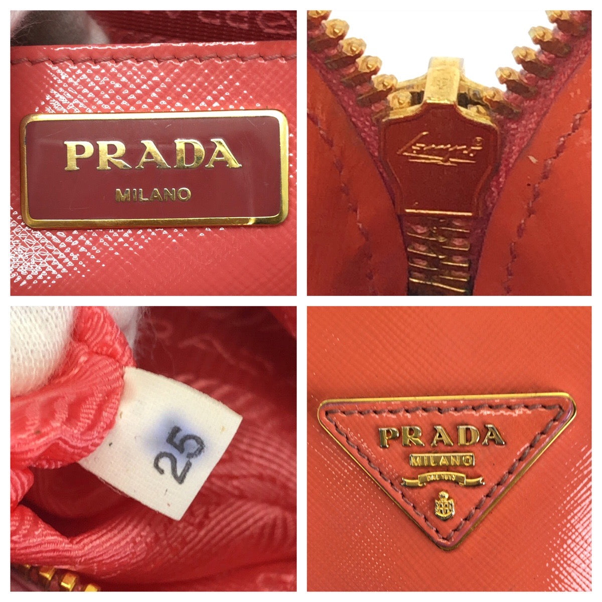 PRADA プラダ サフィアーノ 三角ロゴプレート 2way オレンジ ゴールド金具 レザー ハンドバッグ ショルダーバッグ レディース AB49