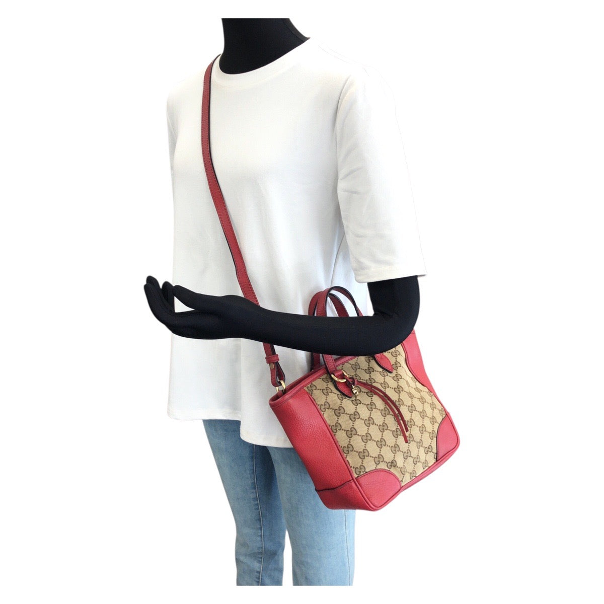 GUCCI グッチ ブリー ２way ベージュ レッド ゴールド金具 GGキャンバス / レザー 449241 ハンドバッグ ショルダーバッグ レディース AB46