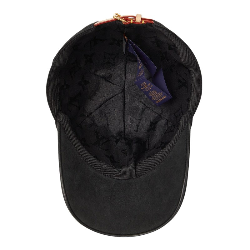 LOUIS VUITTON ルイ ヴィトン モノグラム LV ファースト ブラック レザー / コットン / シルク M7088M ベースボールキャップ 男女兼用 レディース A