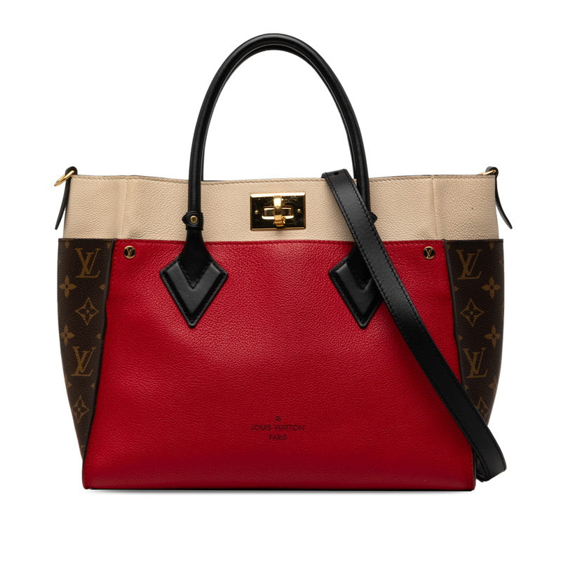 LOUIS VUITTON ルイ ヴィトン モノグラム オンマイサイド MM ルージュラビット ブラウン PVC / レザー M53824 ハンドバッグ ショルダーバッグ 2WAY レディース AB