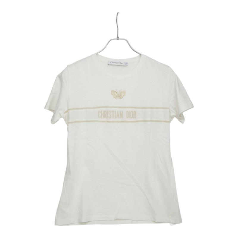 Dior ディオール ジャージー 蝶刺繍 ホワイト コットン / ナイロン / リヨセル 413T06B4414 ロゴ 半袖Tシャツ カットソー レディース A
