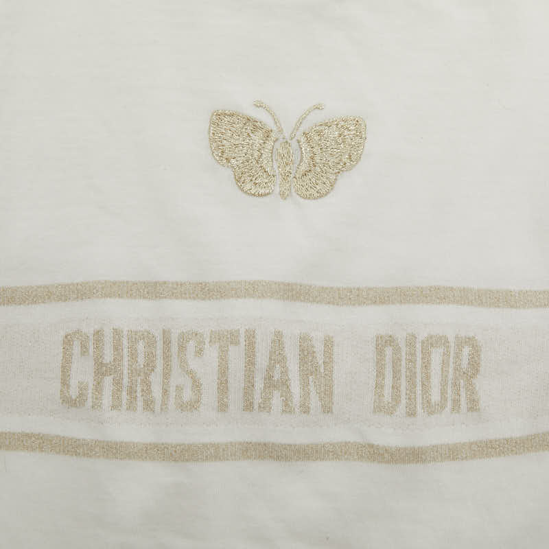 Dior ディオール ジャージー 蝶刺繍 ホワイト コットン / ナイロン / リヨセル 413T06B4414 ロゴ 半袖Tシャツ カットソー レディース A