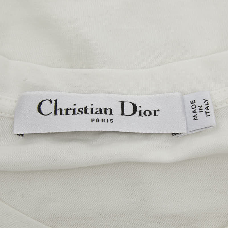 Dior ディオール ジャージー 蝶刺繍 ホワイト コットン / ナイロン / リヨセル 413T06B4414 ロゴ 半袖Tシャツ カットソー レディース A
