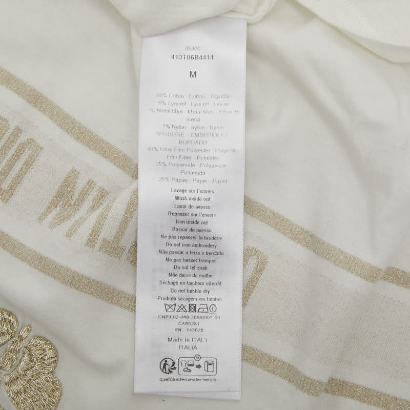 Dior ディオール ジャージー 蝶刺繍 ホワイト コットン / ナイロン / リヨセル 413T06B4414 ロゴ 半袖Tシャツ カットソー レディース A
