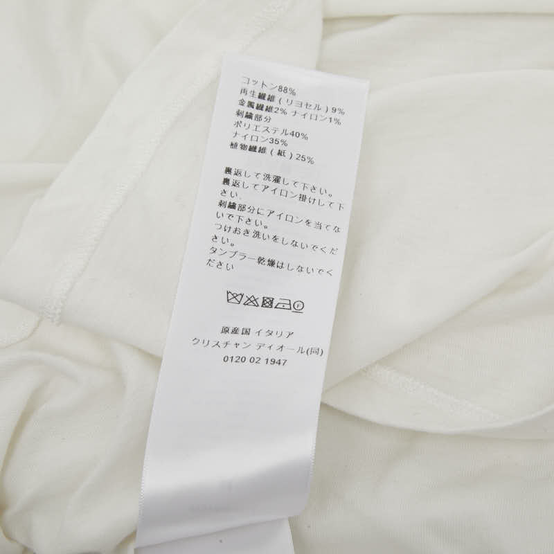 Dior ディオール ジャージー 蝶刺繍 ホワイト コットン / ナイロン / リヨセル 413T06B4414 ロゴ 半袖Tシャツ カットソー レディース A