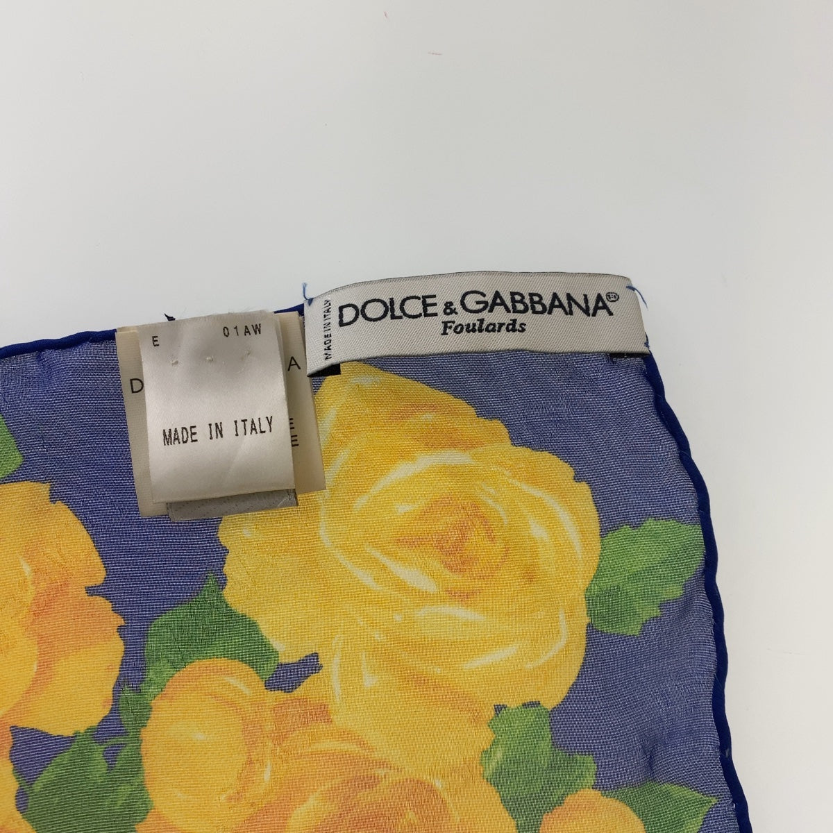 12771
DOLCE&GABBANA ドルチェアンドガッバーナ マリリンモンロー ブルー イエロー シルク スカーフ  レディース