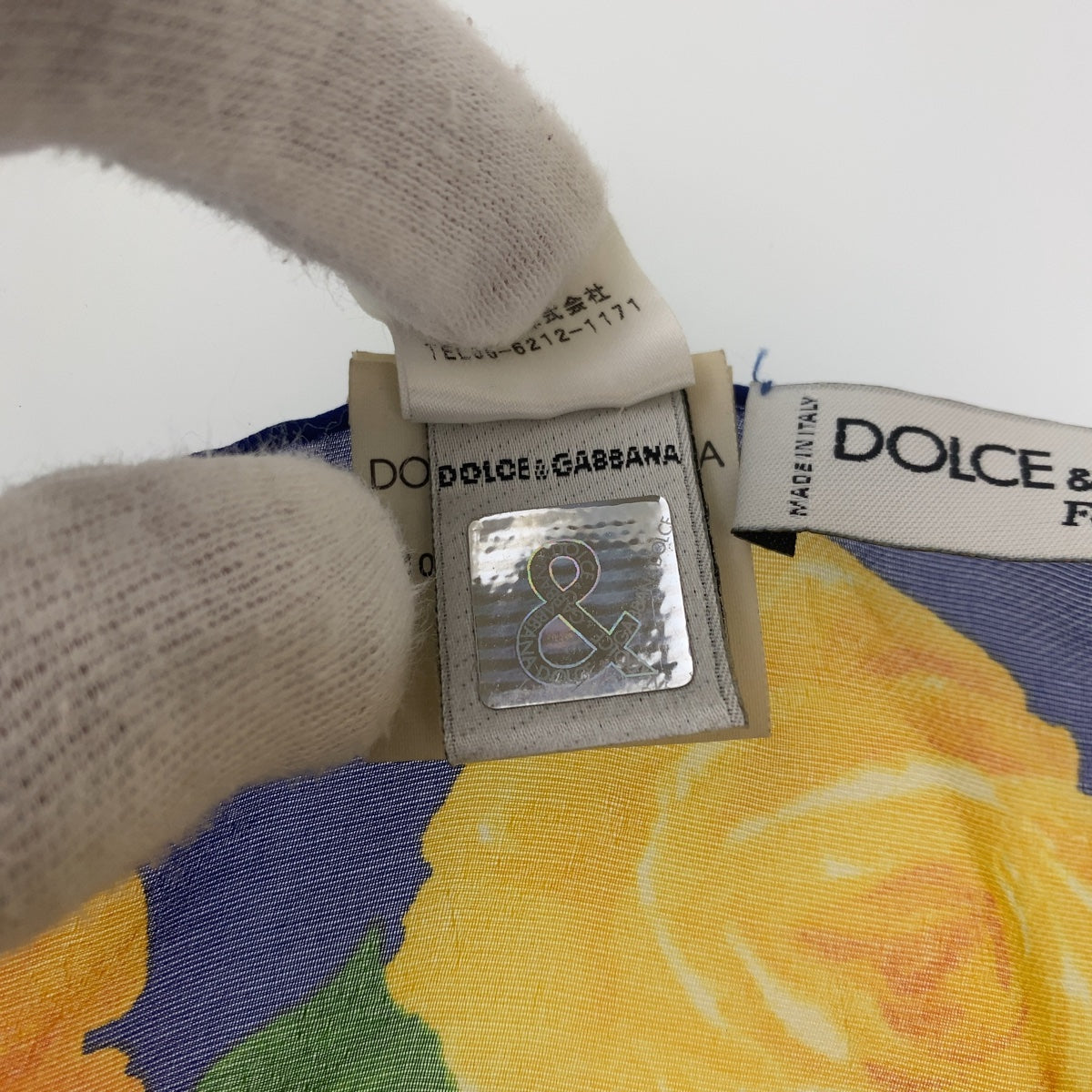 12771
DOLCE&GABBANA ドルチェアンドガッバーナ マリリンモンロー ブルー イエロー シルク スカーフ  レディース