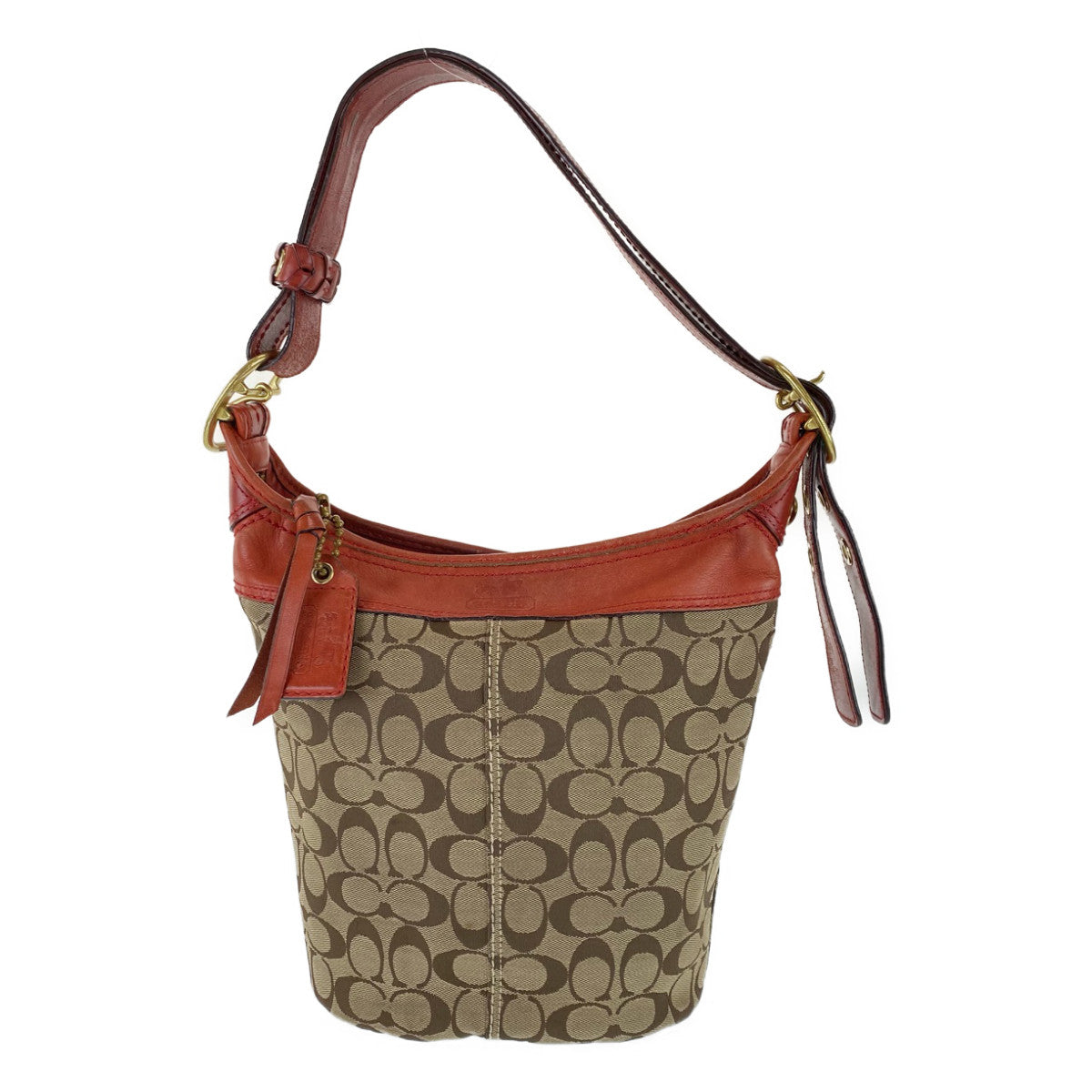 12765
COACH コーチ シグネチャー ブラウン オレンジ キャンバス / レザー L0793-11437 ホーボー ショルダーバッグ ダッフルバッグ  レディース