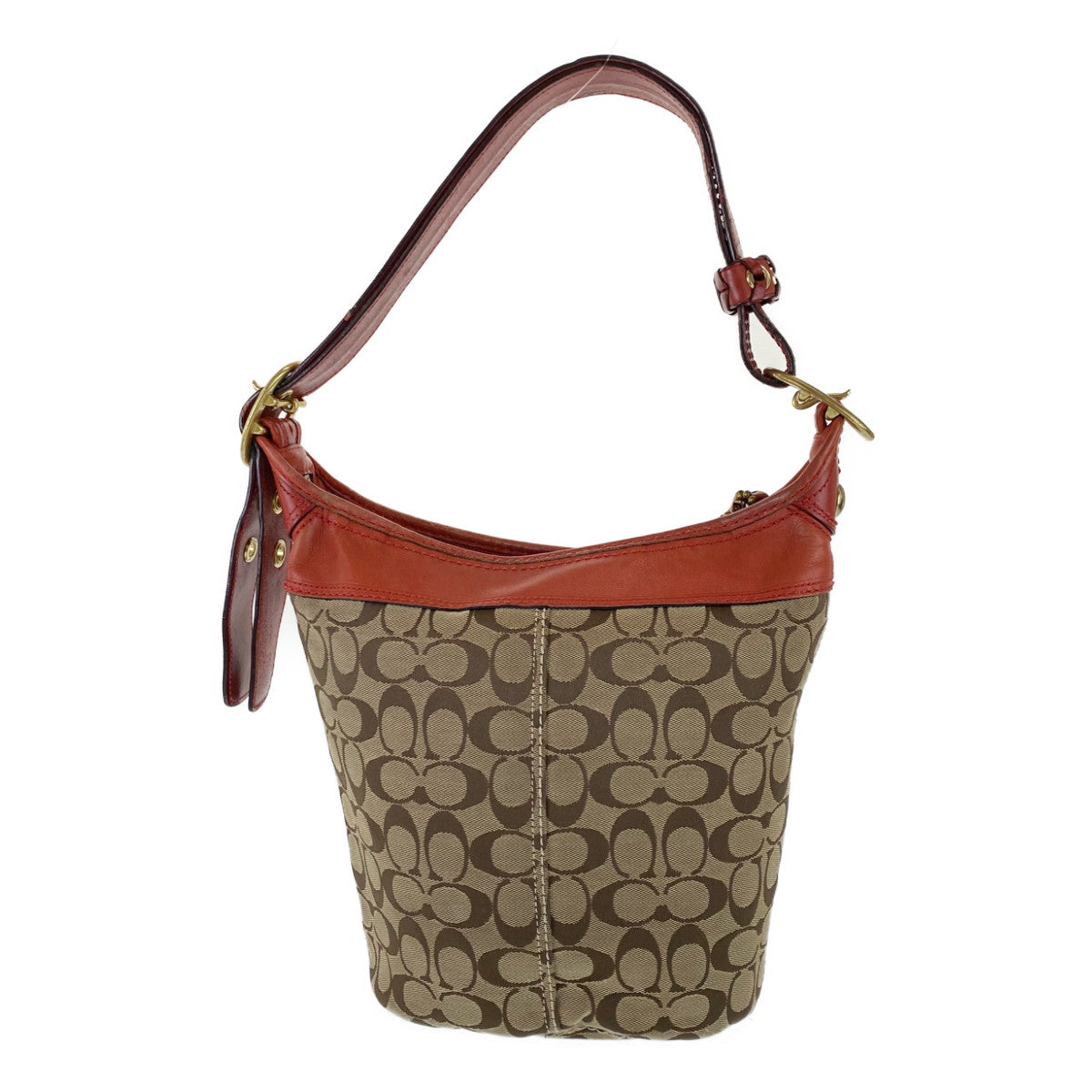 12765
COACH コーチ シグネチャー ブラウン オレンジ キャンバス / レザー L0793-11437 ホーボー ショルダーバッグ ダッフルバッグ  レディース