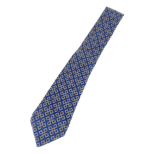 H-00241
HERMES エルメス 総柄 ブルー シルク 剣先 8cm ネクタイ  メンズ