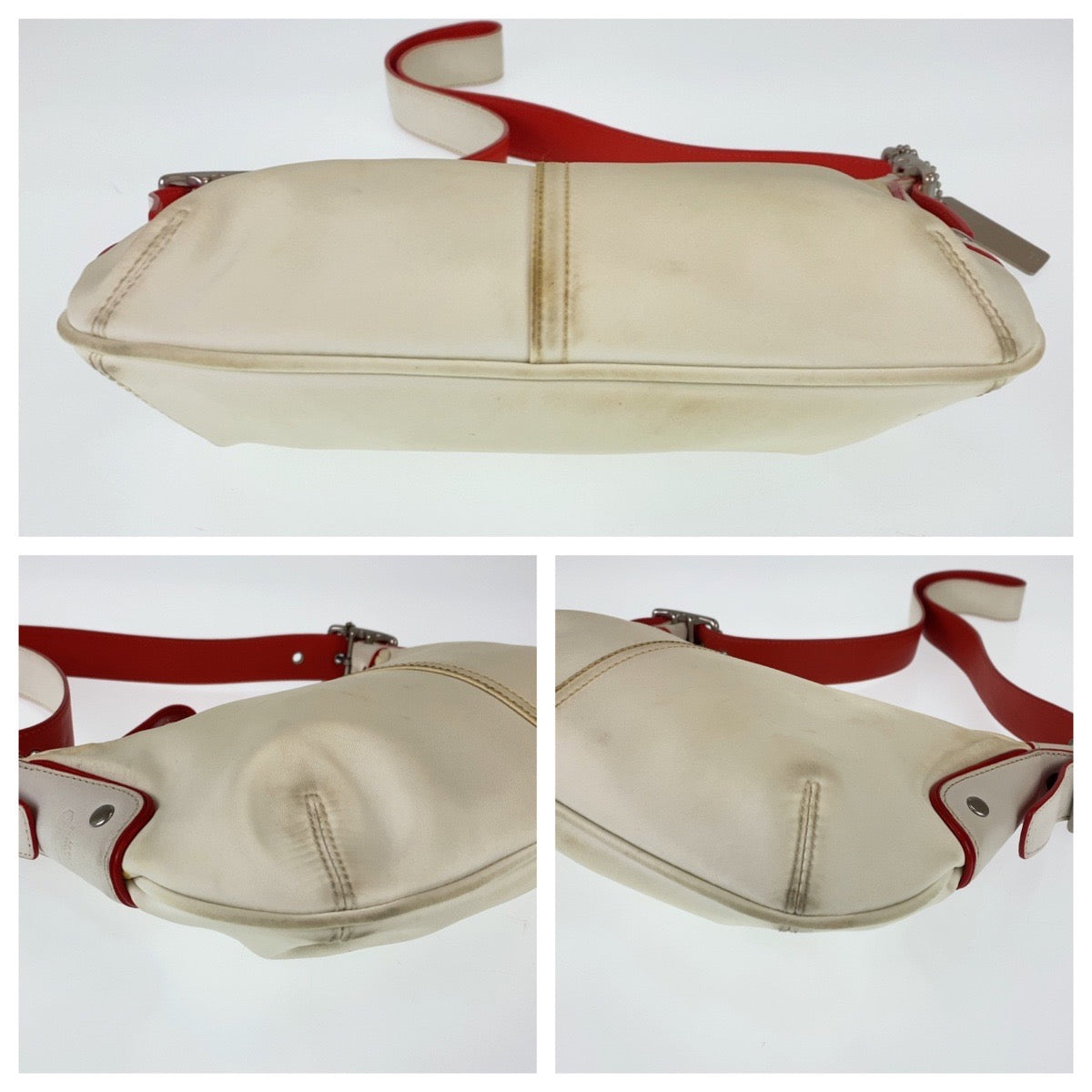 12756
COACH コーチ バイカラー ホワイト レッド ナイロン / レザー J3K-6671 ホーボー ショルダーバッグ ポシェット  レディース AB5