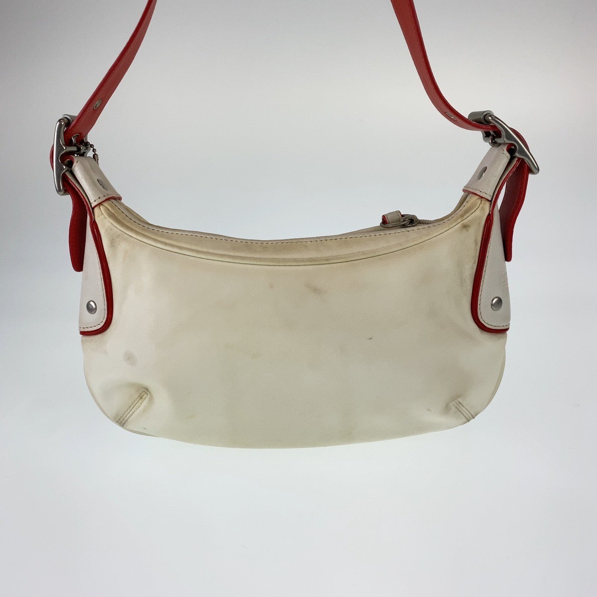 12756
COACH コーチ バイカラー ホワイト レッド ナイロン / レザー J3K-6671 ホーボー ショルダーバッグ ポシェット  レディース AB5