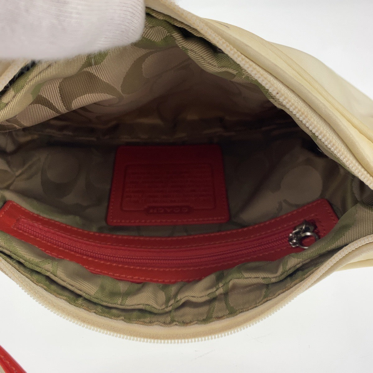 12756
COACH コーチ バイカラー ホワイト レッド ナイロン / レザー J3K-6671 ホーボー ショルダーバッグ ポシェット  レディース AB5