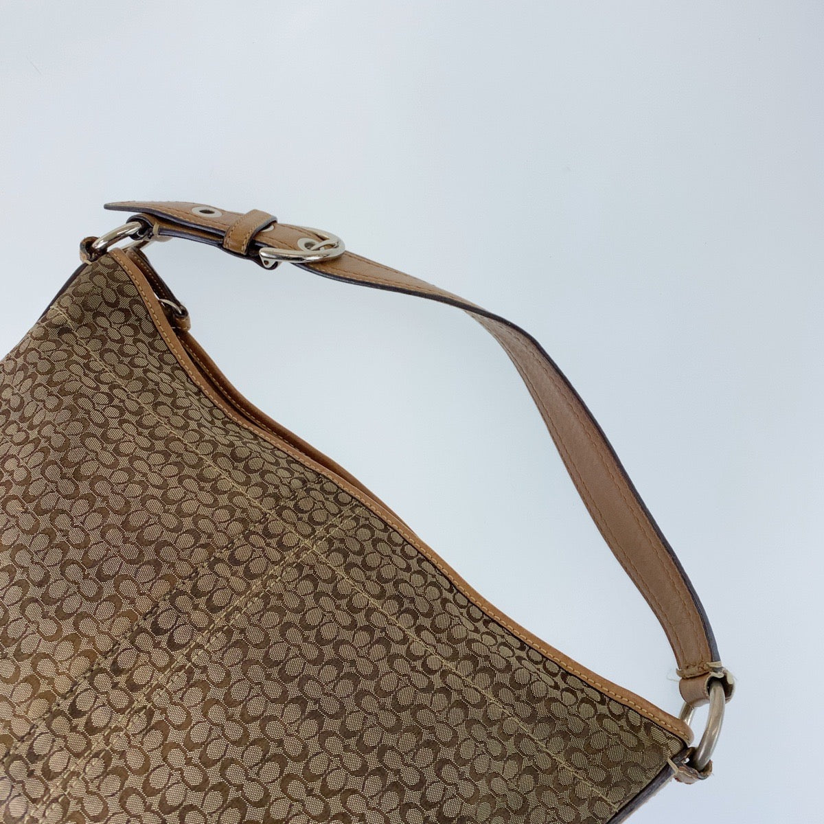 12754
COACH コーチ ミニシグネチャー ブラウン キャンバス / レザー L0720-F10923 ホーボー ショルダーバッグ ハンドバッグ  レディース