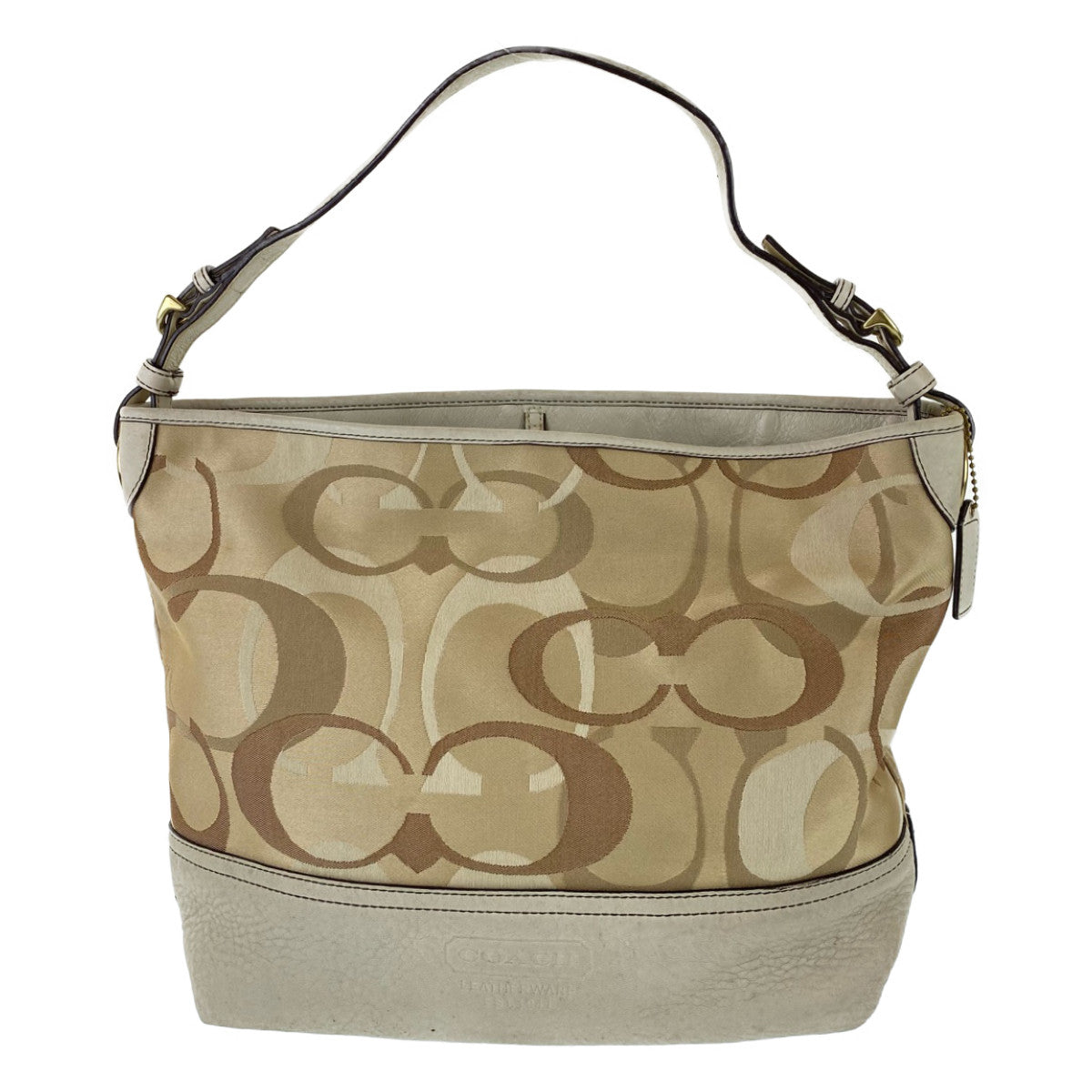 12753
COACH コーチ シグネチャー ベージュ キャンバス / レザー A063-7656 ホーボー ショルダーバッグ  レディース AB5