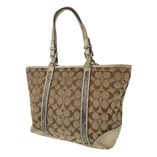 12751
COACH コーチ シグネチャー ブラウン レザー / キャンバス G05J-8K52 トートバッグ ショルダーバッグ ハンドバッグ  レディース AB5