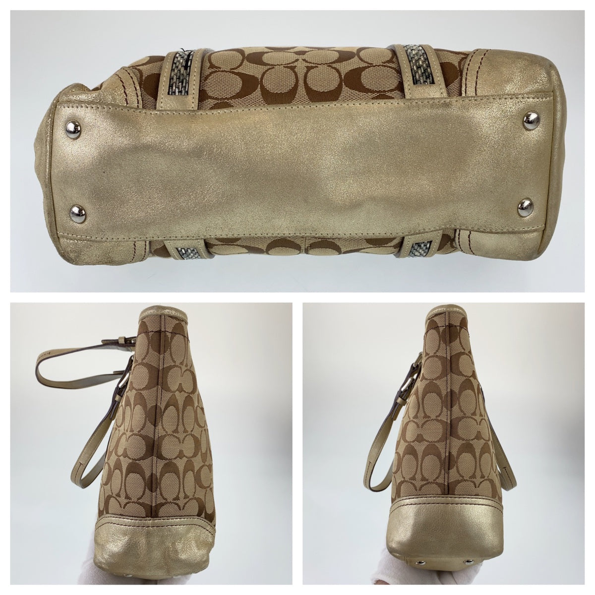 12751
COACH コーチ シグネチャー ブラウン レザー / キャンバス G05J-8K52 トートバッグ ショルダーバッグ ハンドバッグ  レディース AB5