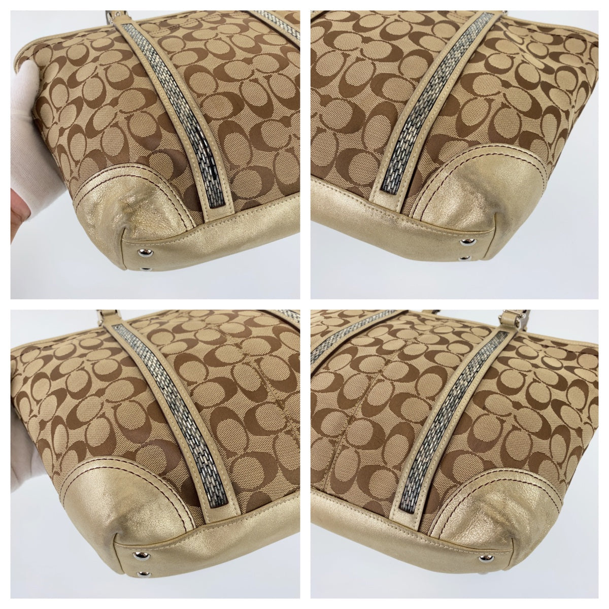 12751
COACH コーチ シグネチャー ブラウン レザー / キャンバス G05J-8K52 トートバッグ ショルダーバッグ ハンドバッグ  レディース AB5