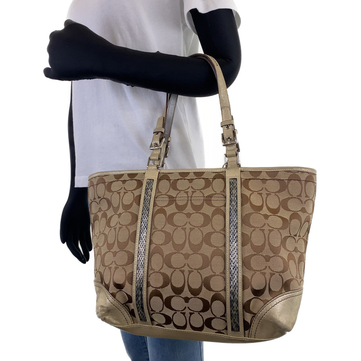 12751
COACH コーチ シグネチャー ブラウン レザー / キャンバス G05J-8K52 トートバッグ ショルダーバッグ ハンドバッグ  レディース AB5