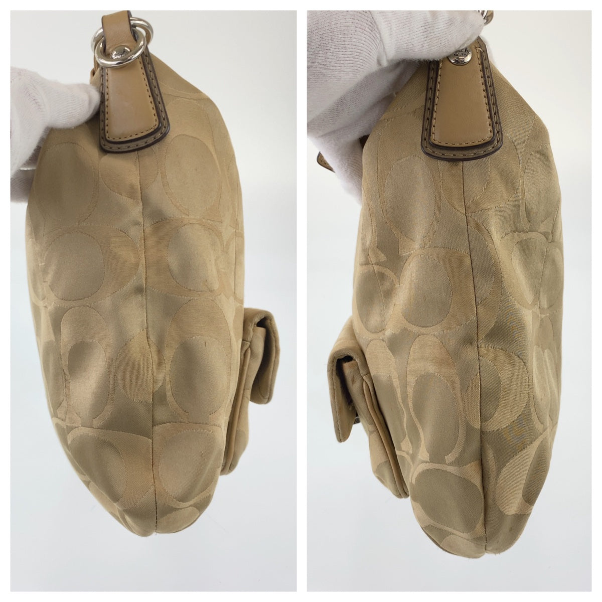 12750
COACH コーチ シグネチャー ブラウン レザー / キャンバス F1068-14904 ホーボー ショルダーバッグ  レディース AB5