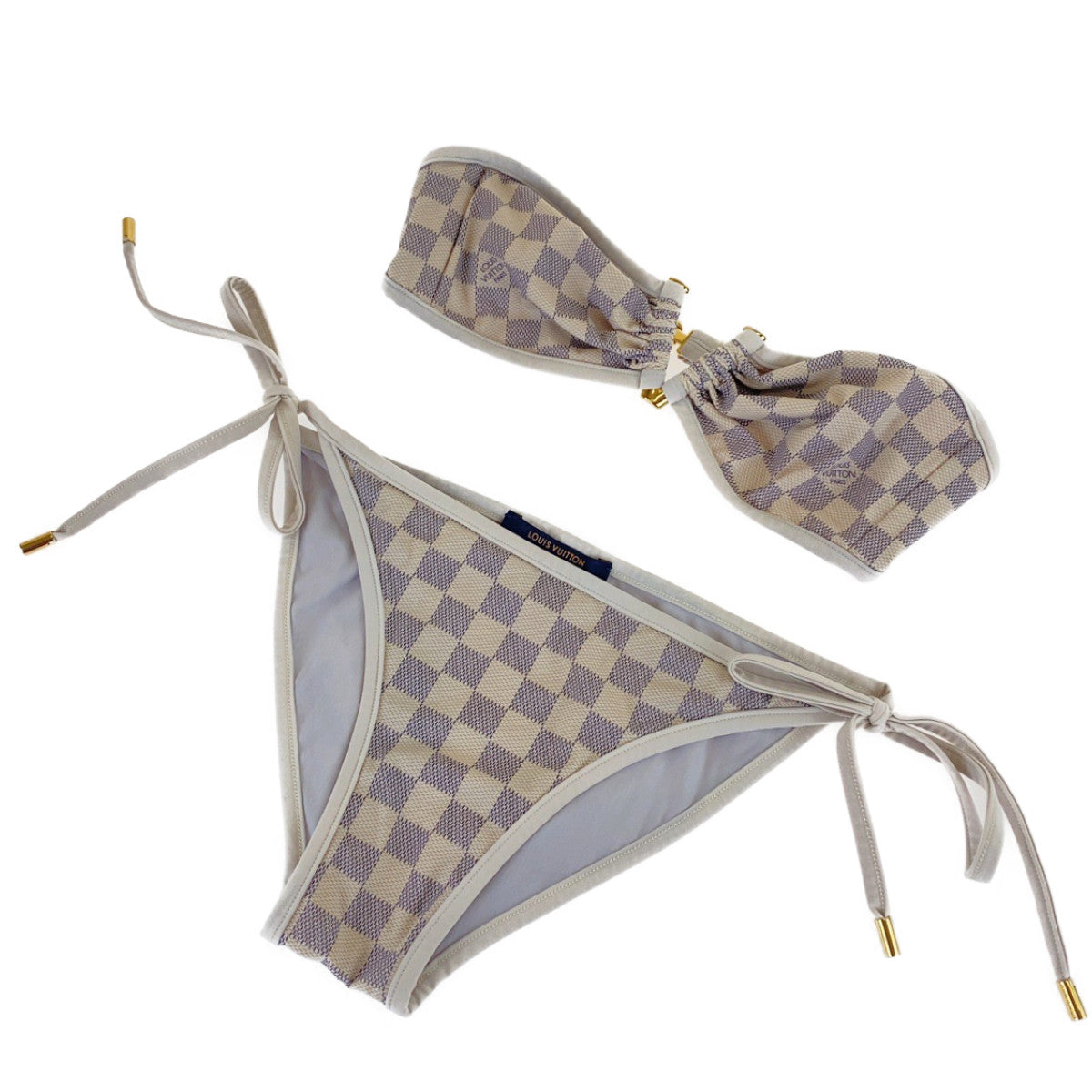 B-106
LOUIS VUITTON ルイヴィトン ダミエアズール サイズ34 ホワイト ナイロン / ポリウレタン 水着 ビキニ スイムウェア  レディース