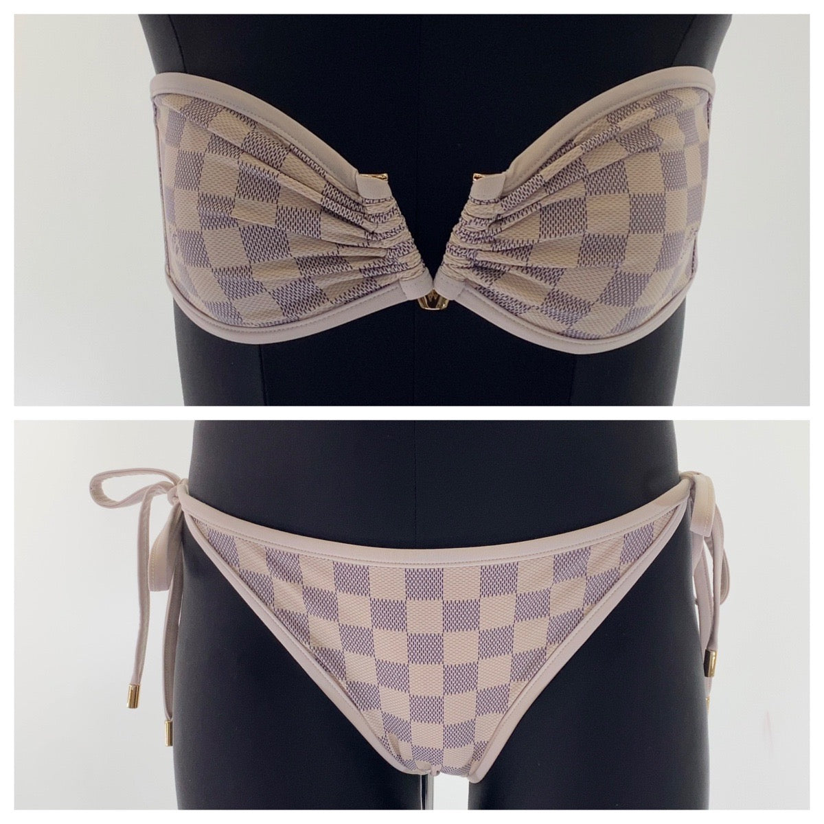 B-106
LOUIS VUITTON ルイヴィトン ダミエアズール サイズ34 ホワイト ナイロン / ポリウレタン 水着 ビキニ スイムウェア  レディース
