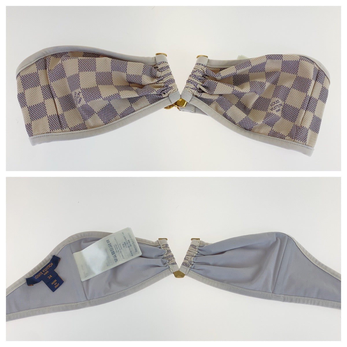 B-106
LOUIS VUITTON ルイヴィトン ダミエアズール サイズ34 ホワイト ナイロン / ポリウレタン 水着 ビキニ スイムウェア  レディース