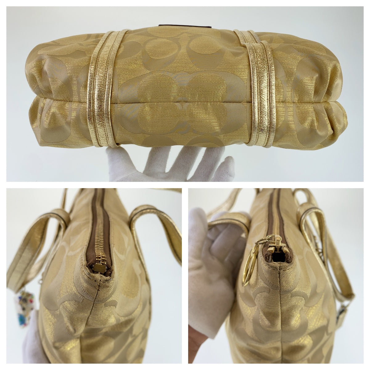 COACH コーチ シグネチャー ゴールド レザー / キャンバス K0994-13826 ハンドバッグ トートバッグ ショルダーバッグ  レディース
