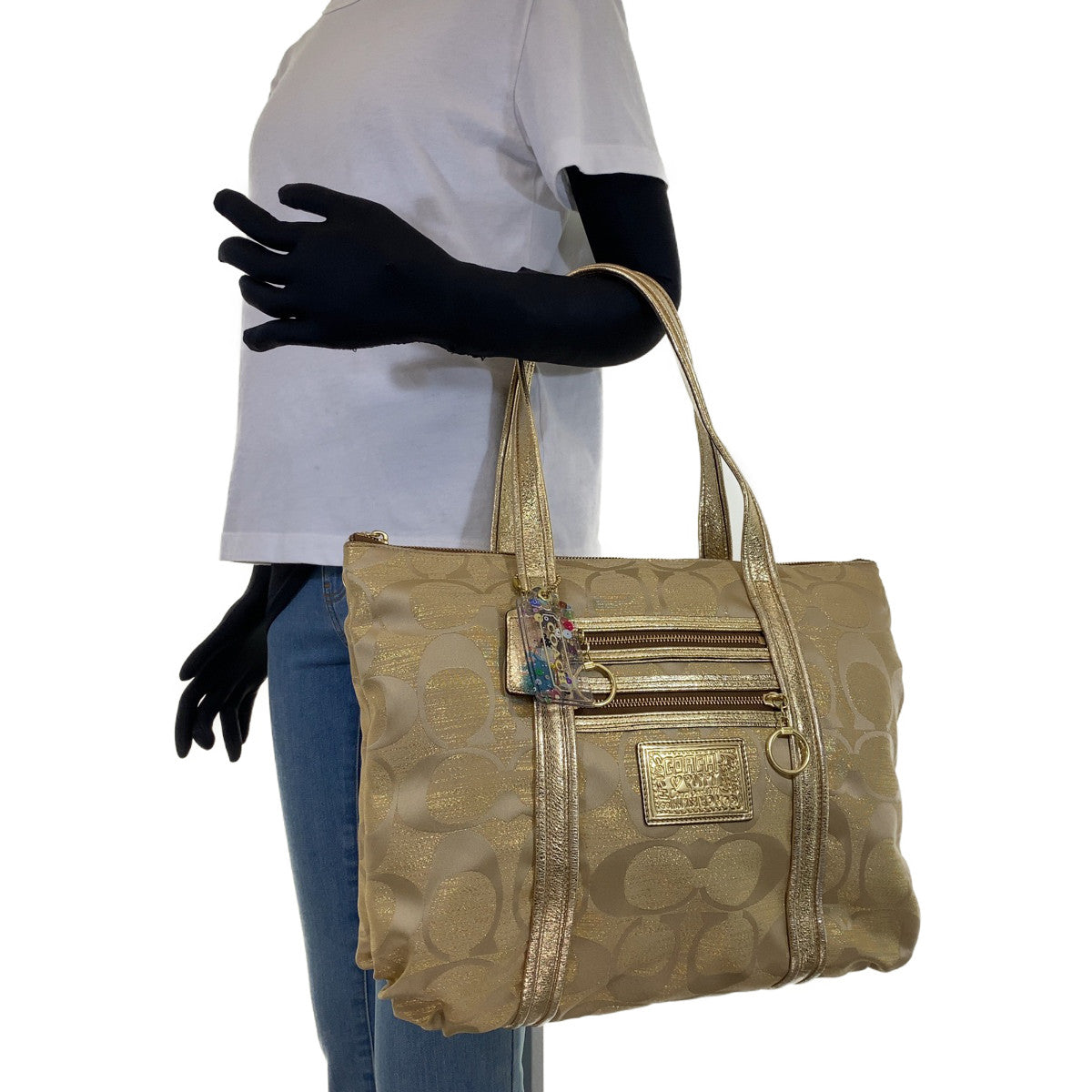 COACH コーチ シグネチャー ゴールド レザー / キャンバス K0994-13826 ハンドバッグ トートバッグ ショルダーバッグ  レディース