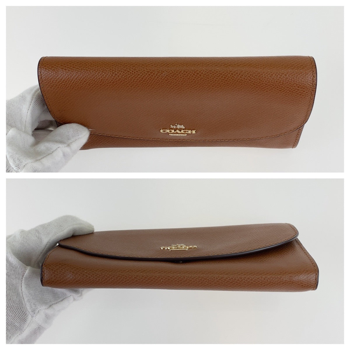 12744
 COACH Brown Leather Long Wallet Billfold for Women