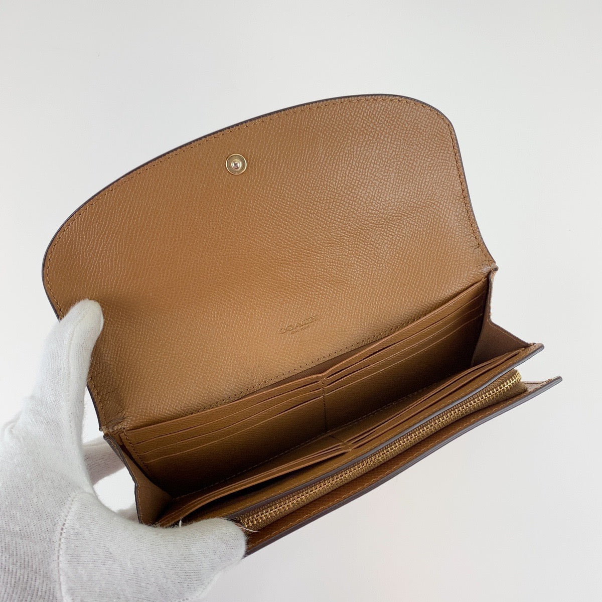 12744
 COACH Brown Leather Long Wallet Billfold for Women