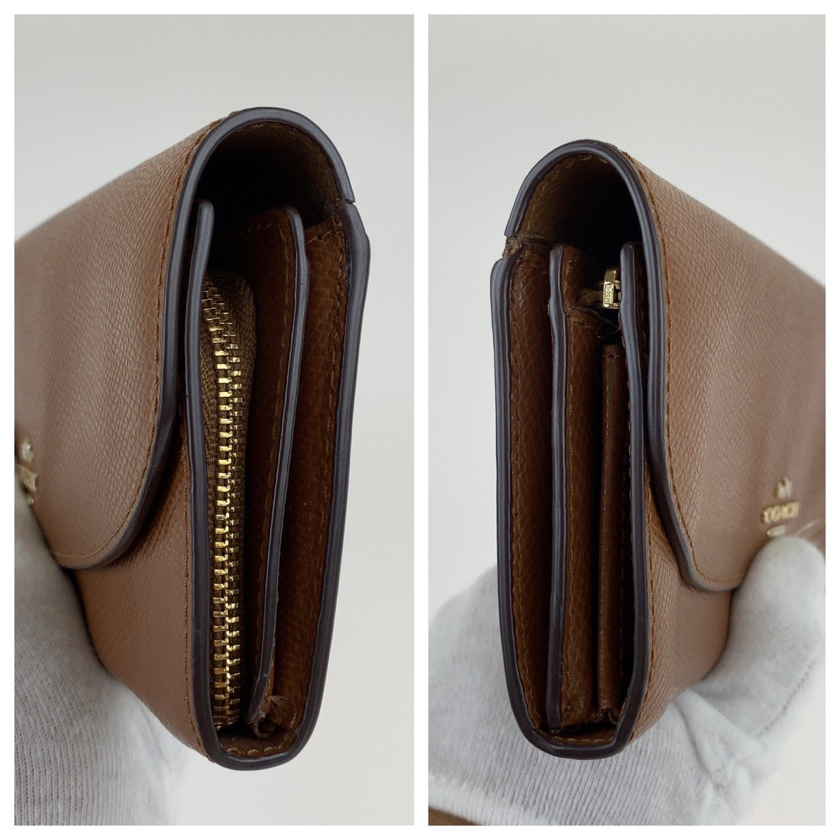 12744
 COACH Brown Leather Long Wallet Billfold for Women