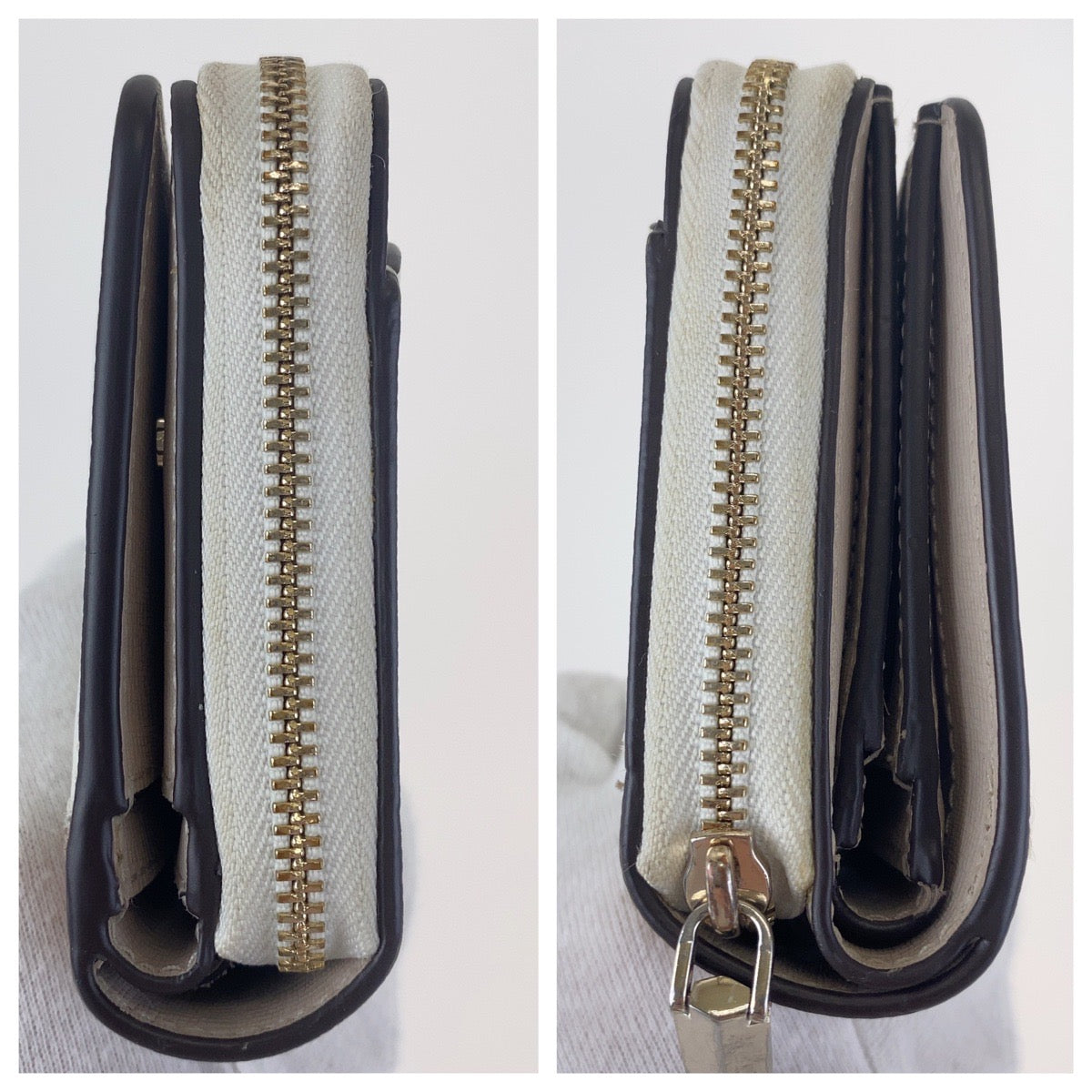 H-00247
Kate Spade ケイトスペード ホワイト　ベージュ PVC 二つ折り財布  レディース