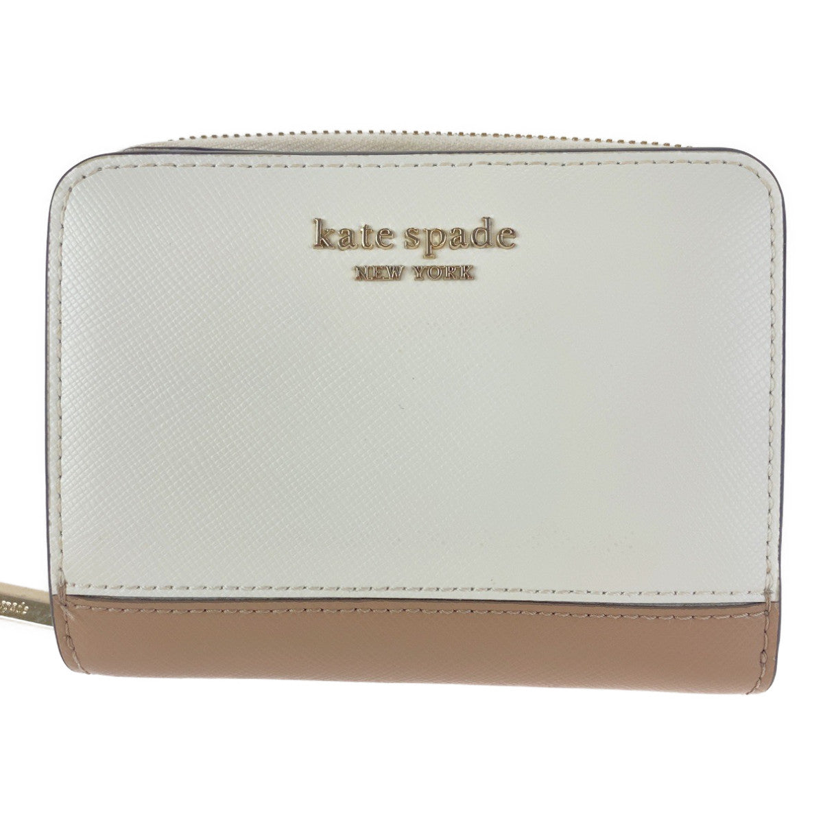 H-00247
Kate Spade ケイトスペード ホワイト　ベージュ PVC 二つ折り財布  レディース