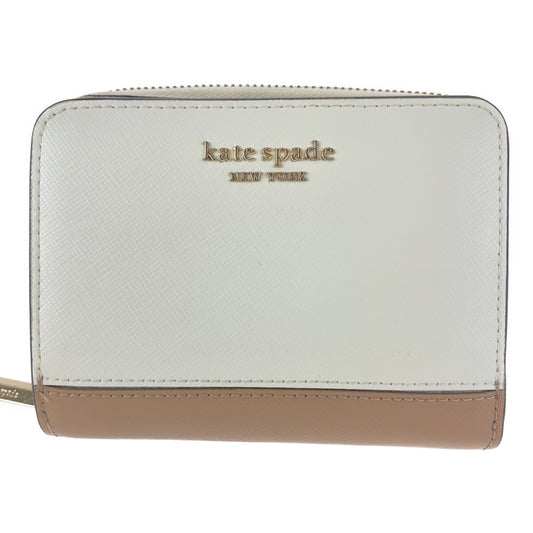 H-00247
Kate Spade ケイトスペード ホワイト　ベージュ PVC 二つ折り財布  レディース