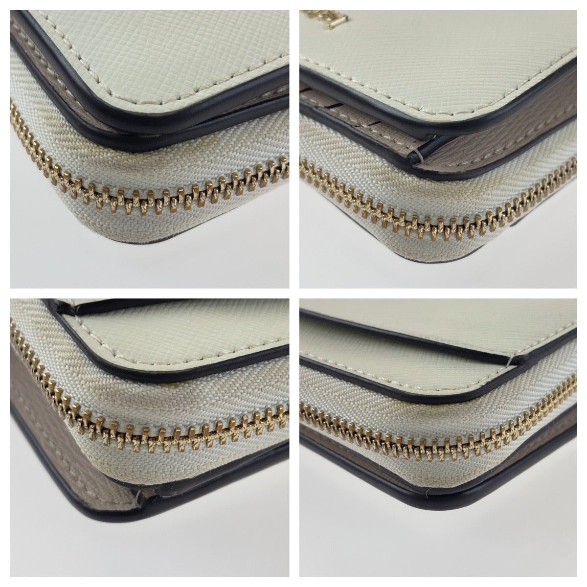H-00247
Kate Spade ケイトスペード ホワイト　ベージュ PVC 二つ折り財布  レディース